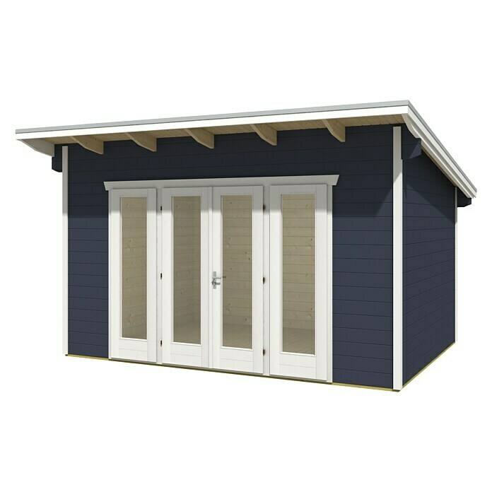 Skan Holz Gartenhaus Ostende (Außenmaß inkl. Dachüberstand (B x T): 440 x 380 cm, Holz, Schiefergrau, 12 m²) | BAUHAUS