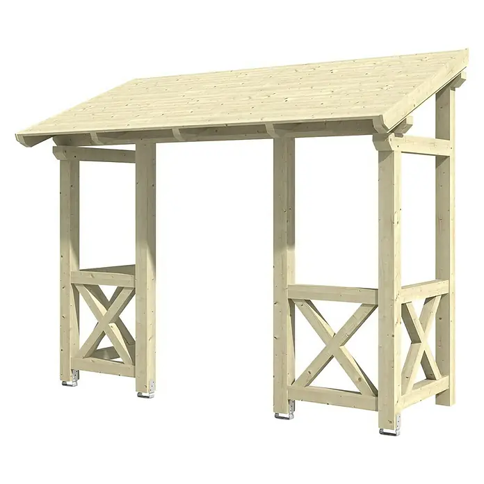 Skan Holz Pultvordach Paderborn 5336 x 156 x 208 cm, Natur - Holzpergola mit Dach, ideal für den Garten. Das helle Holz und das einfache Design machen die Pergola zu einem Blickfang.