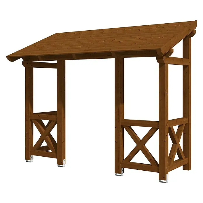 Skan Holz Pultvordach Paderborn 5336 x 156 x 208 cm, Nussbaum