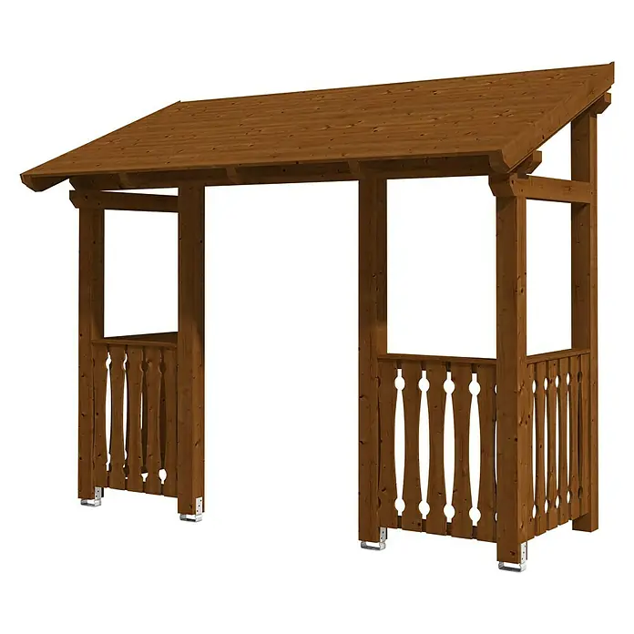 Skan Holz Pultvordach Paderborn 6336 x 156 x 208 cm, Nussbaum