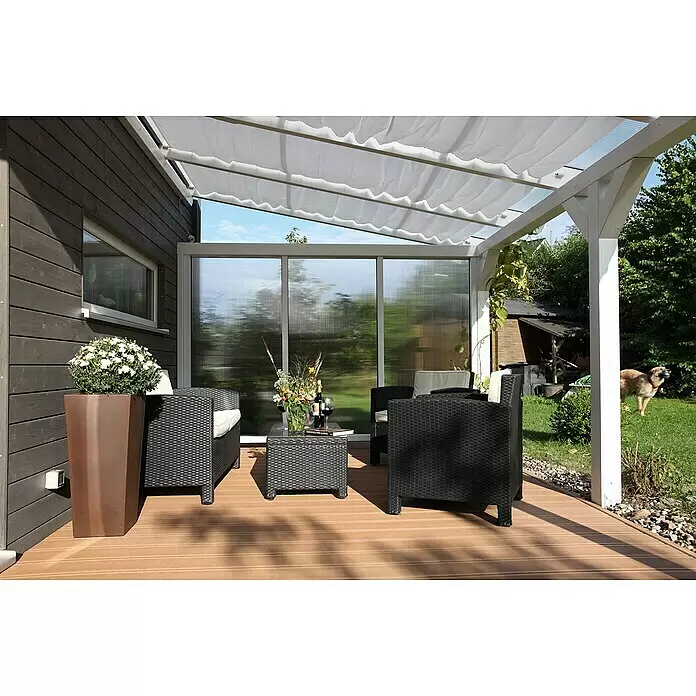 SKAN HOLZ Seitenwand - Passend für: Skan Holz Leimholz-Terrassenüberdachungen, Tiefe 300/289 cm, freistehend, Natur - Stimmungsaufnahme