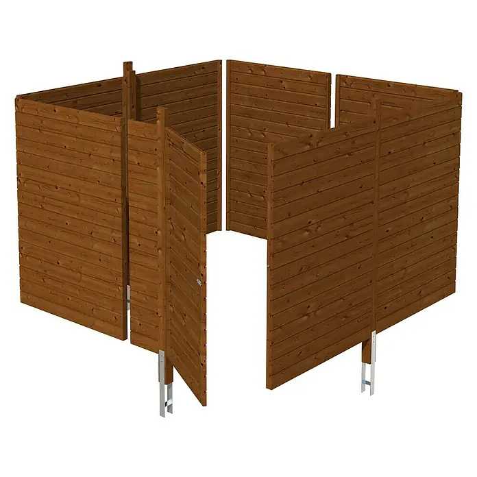 SKAN HOLZ Carport-Abstellraum C2 - Passend für: Skan Holz Carports mit Durchfahrtsbreite bis 291 cm, Nussbaum - Holzfertigteilhaus-Bausatz, ideal für Gartenprojekte. Schnelle Montage und rustikales Design für jeden Außenbereich.