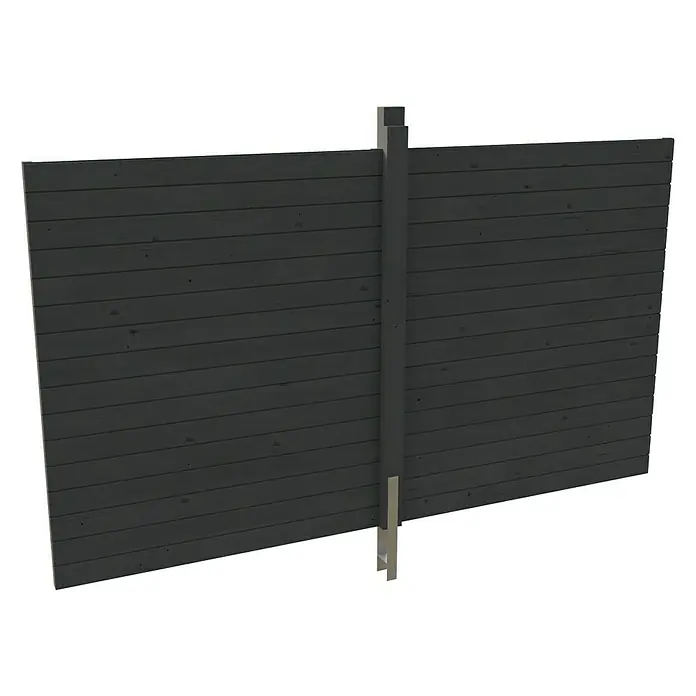 SKAN HOLZ Rückwand - L x H: 355 x 200 cm, Schiefergrau, Passend für: Skan Holz Carports - Ein grauer Holzzaun mit einem stabilen Pfosten, ideal für den Garten. Die Elemente des Zauns sind präzise gefertigt und bieten Privatsphäre.