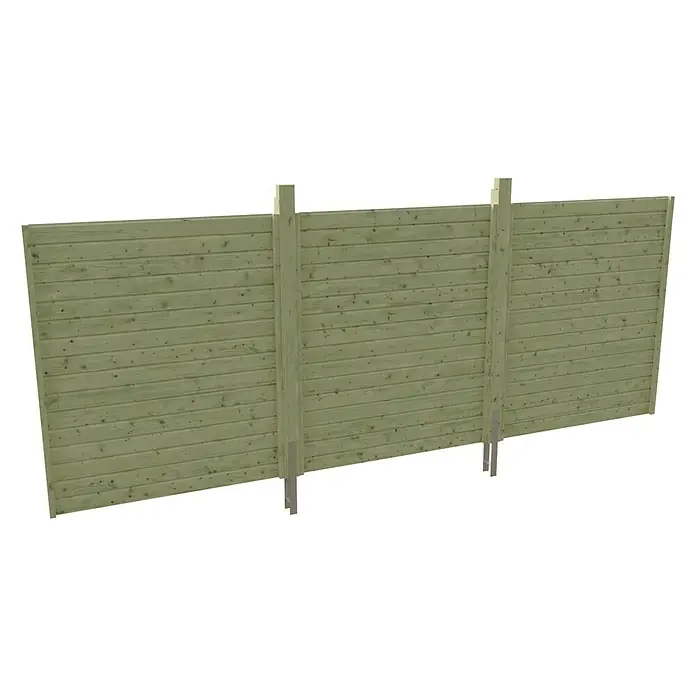 SKAN HOLZ Rückwand - L x H: 550 x 200 cm, Grün, Passend für: Skan Holz Carports - Eine grüne Holzwand mit stabilen Pfosten im Hintergrund, die eine natürliche und robuste Optik bietet.