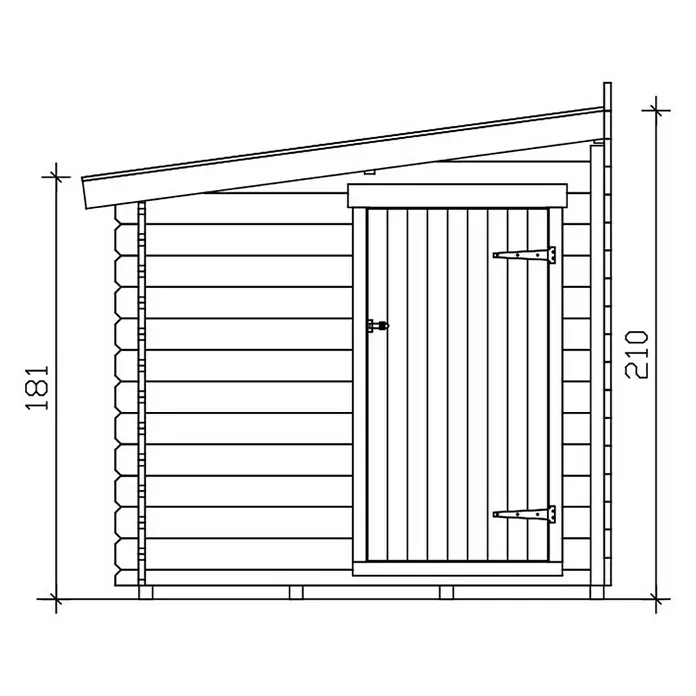 SKAN HOLZ Gartenhaus-Anbau - Holz, Natur - Schemazeichnung eines Holzschuppens mit den Maßen 181 x 210 cm, ideal für Gartenwerkzeuge oder Fahrräder.