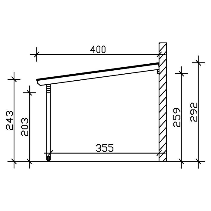 Skan Holz Terrassenüberdachung AnconaL x T: 541 x 400 cm, Polycarbonat, Nussbaum Sketch