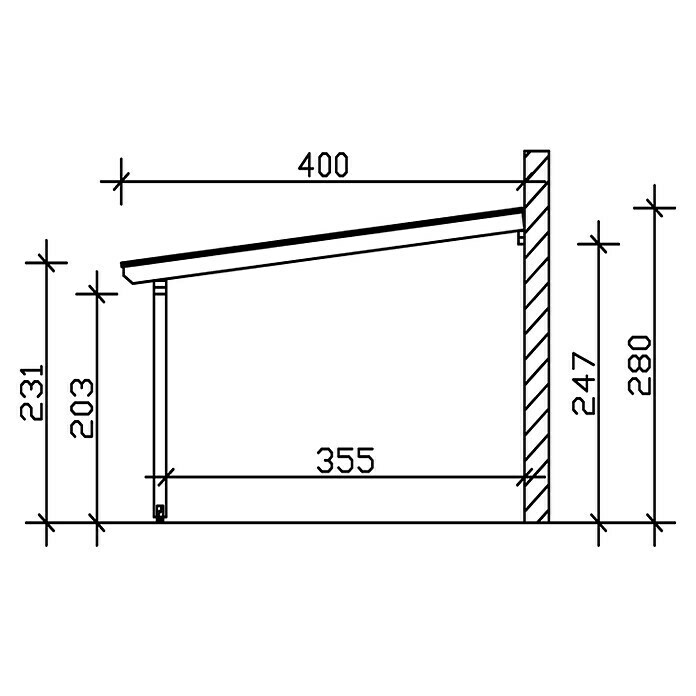 Skan Holz Terrassenüberdachung AndriaL x T: 648 x 400 cm, Polycarbonat, Natur Sketch