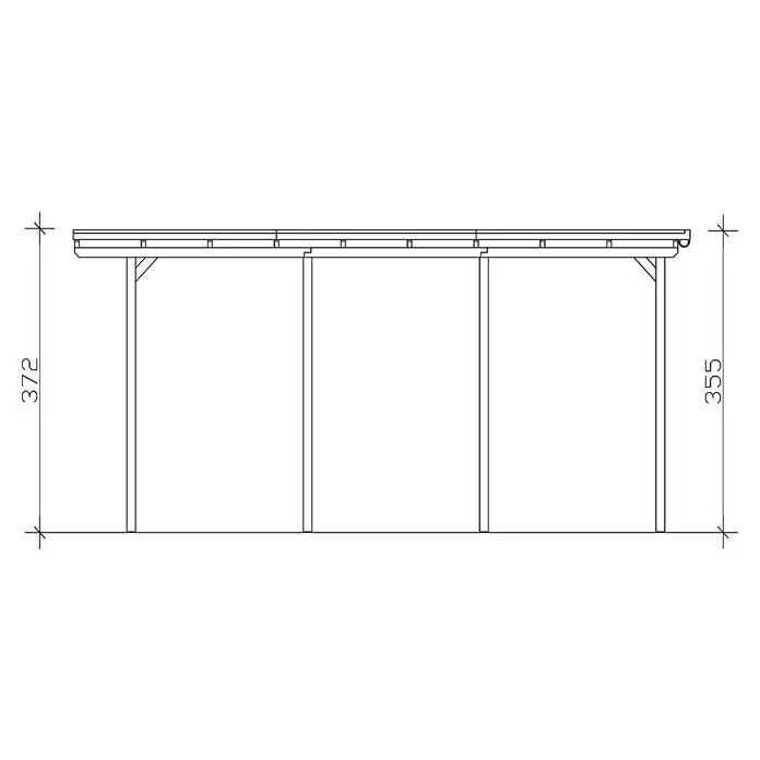 SKAN HOLZ Carport Emsland - Außenmaß inkl. Dachüberstand (B x T): 4,04 x 8,46 m, Einzelcarport, Carport geeignet für: Caravans, Nussbaum - Technische Zeichnung eines Carports mit Höhenangaben für Bauplanung und Konstruktion.