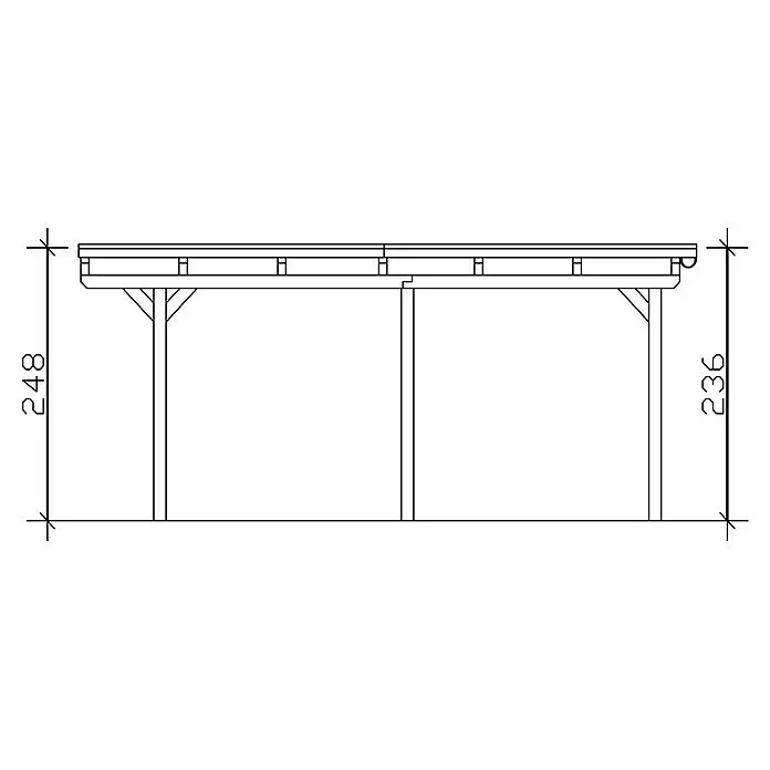 Skan Holz Carport EmslandAußenmaß inkl. Dachüberstand (B x T): 6,13 x 6,04 m, Doppelcarport, Eiche Hell, Materialspezifizierung Dach: Aluminium-Dachplatten