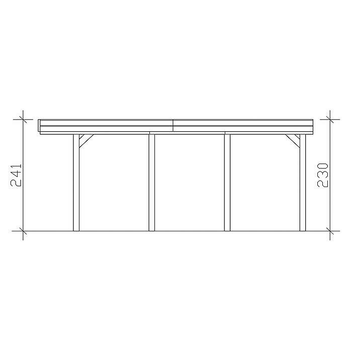 Skan Holz Carport FrieslandB x T: 314 x 555 cm, Einfahrtshöhe: 221 cm, Schiefergrau, Aluminium-Dachplatten Sketch