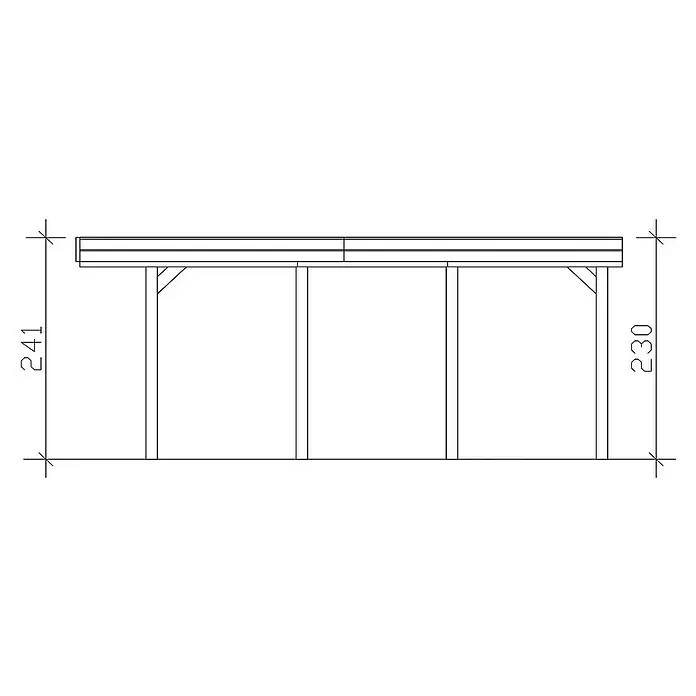 SKAN HOLZ Carport Friesland - Außenmaß inkl. Dachüberstand (B x T): 3,14 x 5,55 m, Einzelcarport, Grün, Dachschalung mit EPDM-Folie - Abbildung einer Carport-Konstruktion mit Maßangaben, die die Höhe und Struktur des Bauwerks veranschaulichen.\n