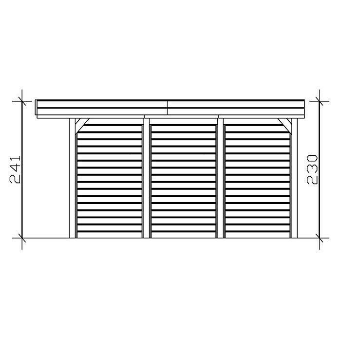 Skan Holz Carport FrieslandB x T: 314 x 555 cm, Einfahrtshöhe: 221 cm, Schiefergrau, Mit Seitenwänden & Rückwand Sketch