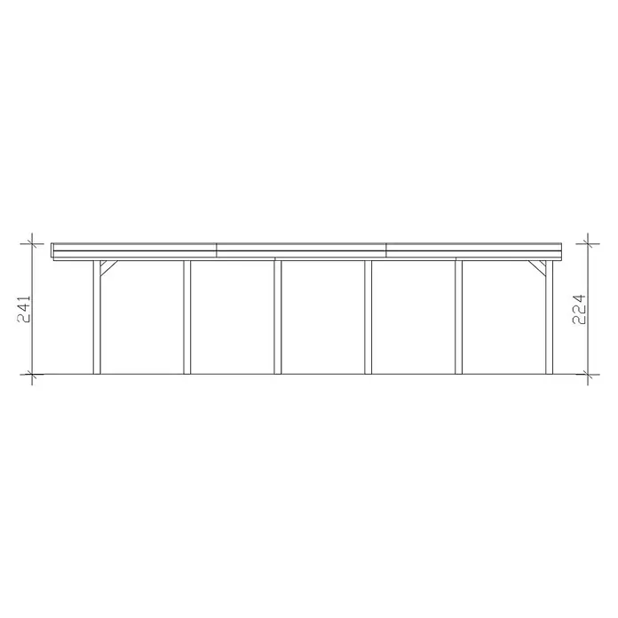 SKAN HOLZ Carport Friesland - Außenmaß inkl. Dachüberstand (B x T): 3,14 x 8,6 m, Einzelcarport, Schiefergrau, Material Dach: Holz - Seitenansicht einer Pergola-Struktur, die architektonische Details und Abmessungen mit klaren Linien und Texturen hervorhebt.