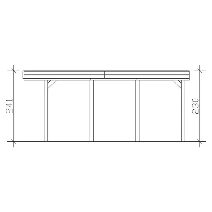 SKAN HOLZ Carport Friesland - Außenmaß inkl. Dachüberstand (B x T): 3,97 x 5,55 m, Einzelcarport, Nussbaum, Dachschalung mit EPDM-Folie - Abbildung des Holzunterstand-Designs mit Maßangaben, um seine Struktur und die Dimensionen aufzuzeigen.