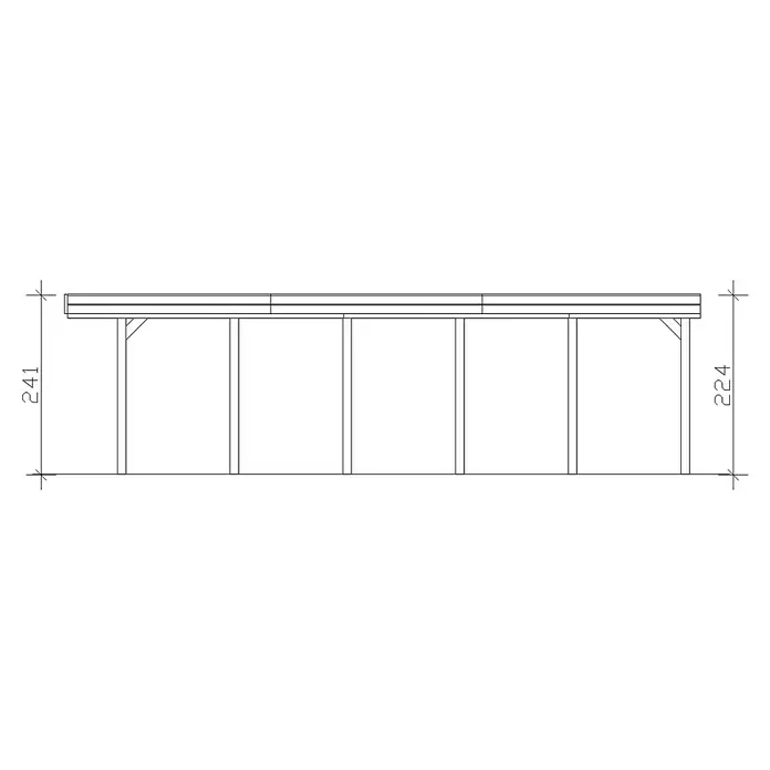 SKAN HOLZ Carport Friesland - Außenmaß inkl. Dachüberstand (B x T): 3,97 x 8,6 m, Einzelcarport, Schiefergrau - Seitenansicht eines Holzunterstandes mit Höhenmaßen, die die Struktur und Abmessungen des Produkts hervorheben.