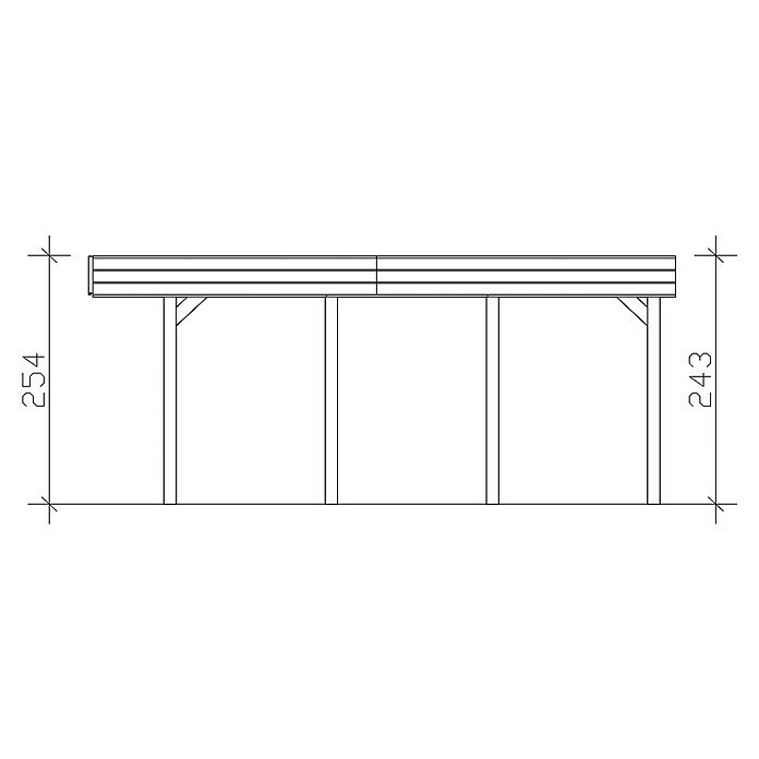 Skan Holz Doppelcarport FrieslandB x T: 557 x 555 cm, Einfahrtshöhe: 221 cm, Schiefergrau, Aluminium-Dachplatten Sketch