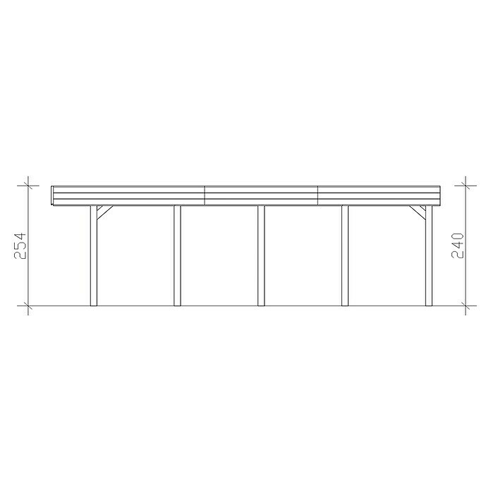 Skan Holz Doppelcarport FrieslandB x T: 557 x 708 cm, Einfahrtshöhe: 221 cm, Grün, Material Dach: Aluminium Sketch