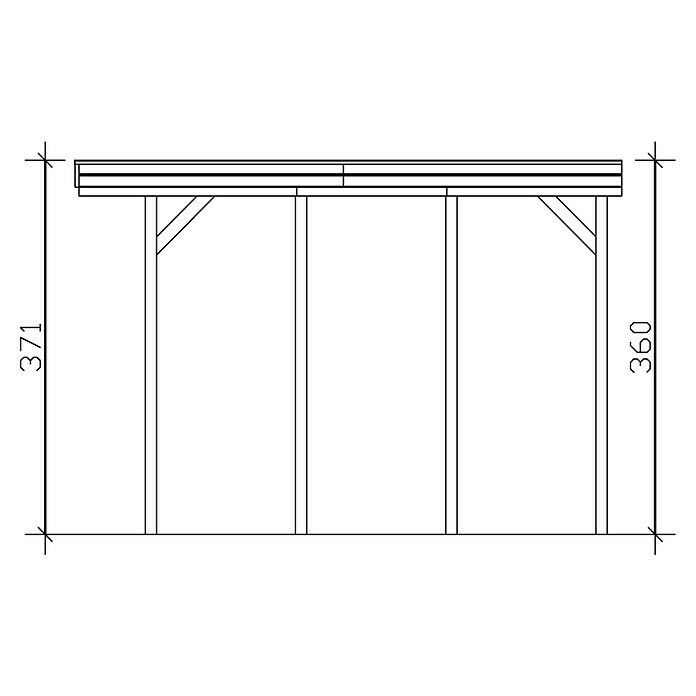 Skan Holz Carport FrieslandB x T: 397 x 555 cm, Einfahrtshöhe: 351 cm, Natur, Geeignet für: Caravans Sketch