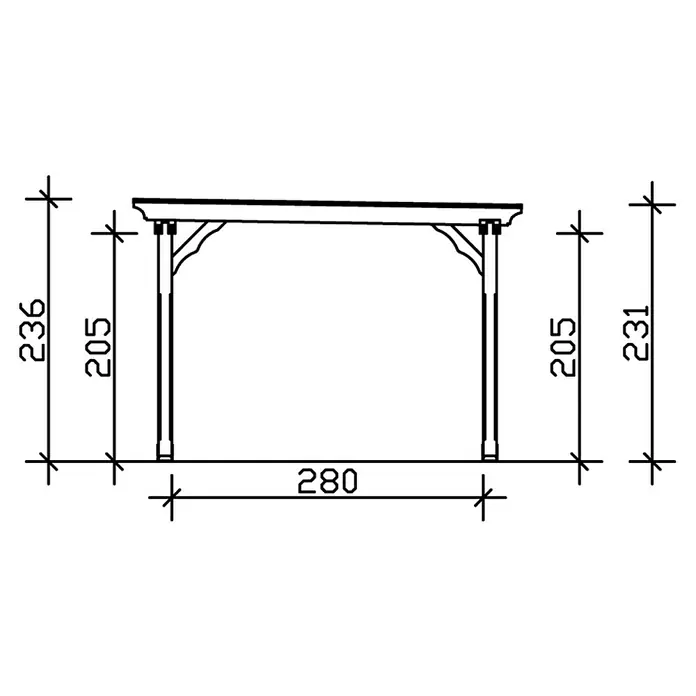 SKAN HOLZ Pavillon Marseille - L x B: 350 x 327 cm, Natur - Abbildung eines Torbogens mit Abmessungen.