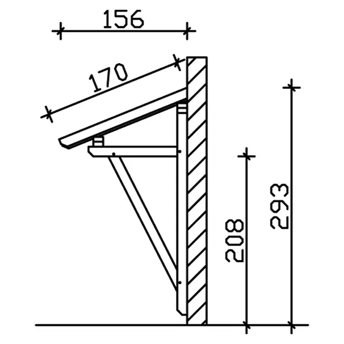 Skan Holz Pultvordach Paderborn 2242 x 156 x 208 cm, Schiefergrau