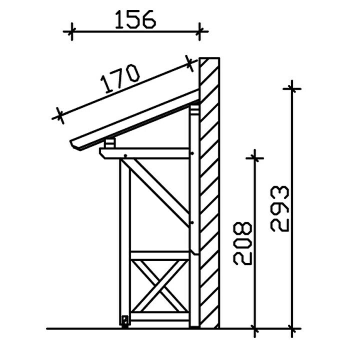 Skan Holz Vordach Paderborn 3B x H: 242 x 208 cm, Natur Sketch