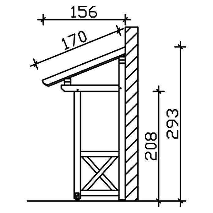 Skan Holz Vordach Paderborn 4B x H: 242 x 208 cm, Schiefergrau Sketch