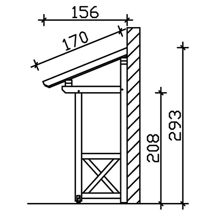 Skan Holz Vordach Potsdam 4B x T: 176 cm x 156 cm, Weiß Sketch