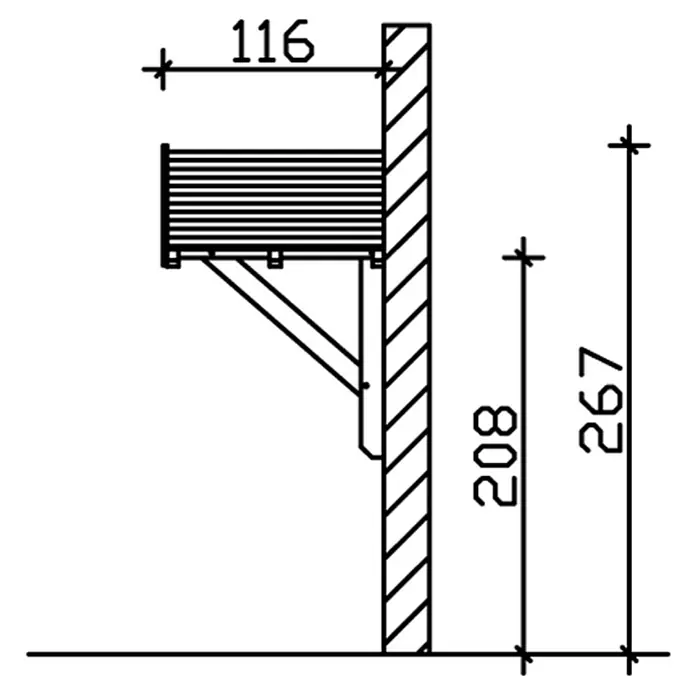 Skan Holz Giebelvordach Siegen 1247 x 116 x 208 cm, Schiefergrau