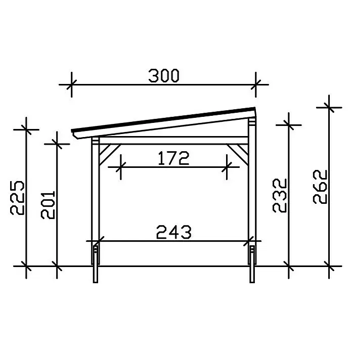 SKAN HOLZ Terrassenüberdachung Siena - B x T: 541 x 300 cm, Fichtenholz, Schiefergrau - Skizze