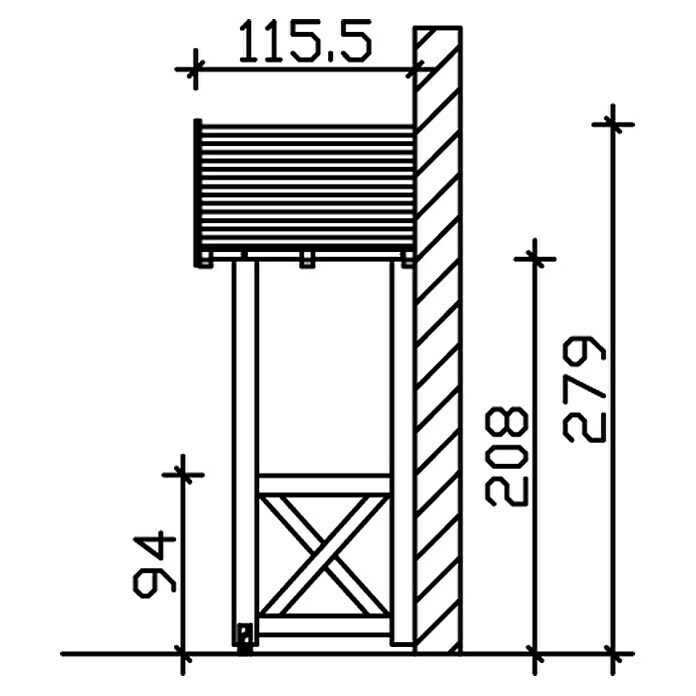 Skan Holz Vordach Stralsund 4L x T: 289 cm x 116 cm, Natur Sketch