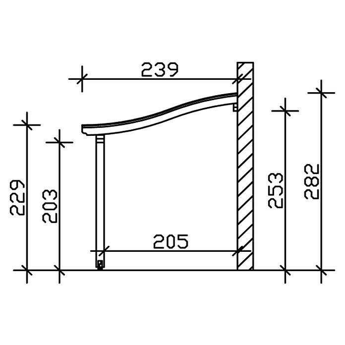 Skan Holz Terrassenüberdachung VeneziaL x T: 541 x 239 cm, Polycarbonat, Weiß Sketch