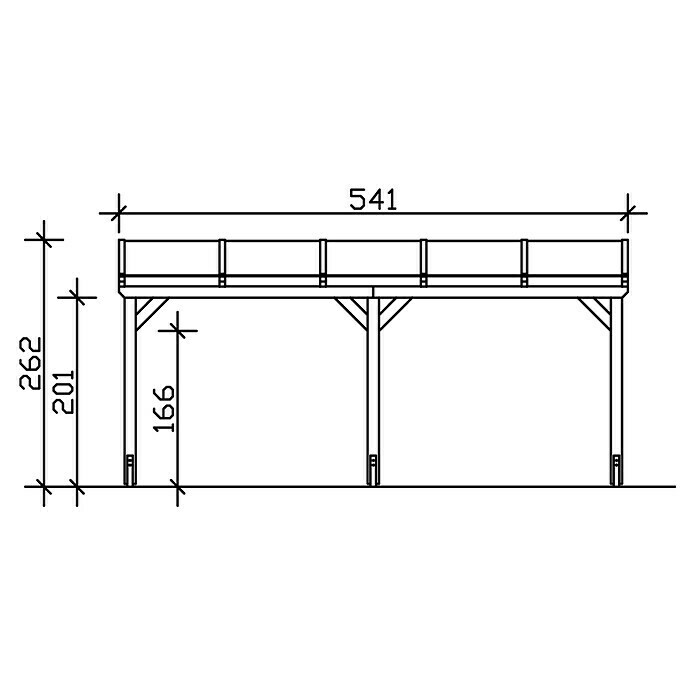 Skan Holz Carport VogtlandL x B: 541 x 300 cm, Einfahrtshöhe: 213 cm, Natur Sketch