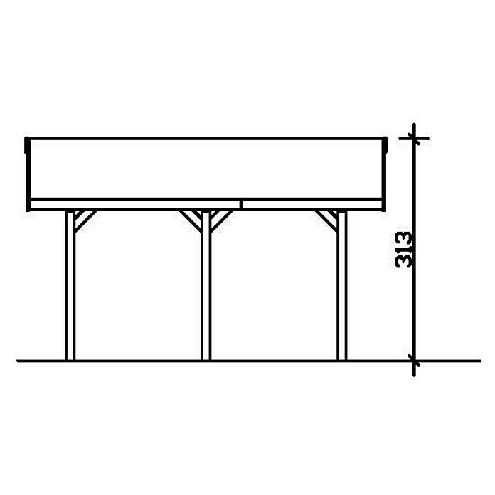 Skan Holz Carport WallgauL x B: 500 x 380 cm, Einfahrtshöhe: 215 cm, Grün Sketch