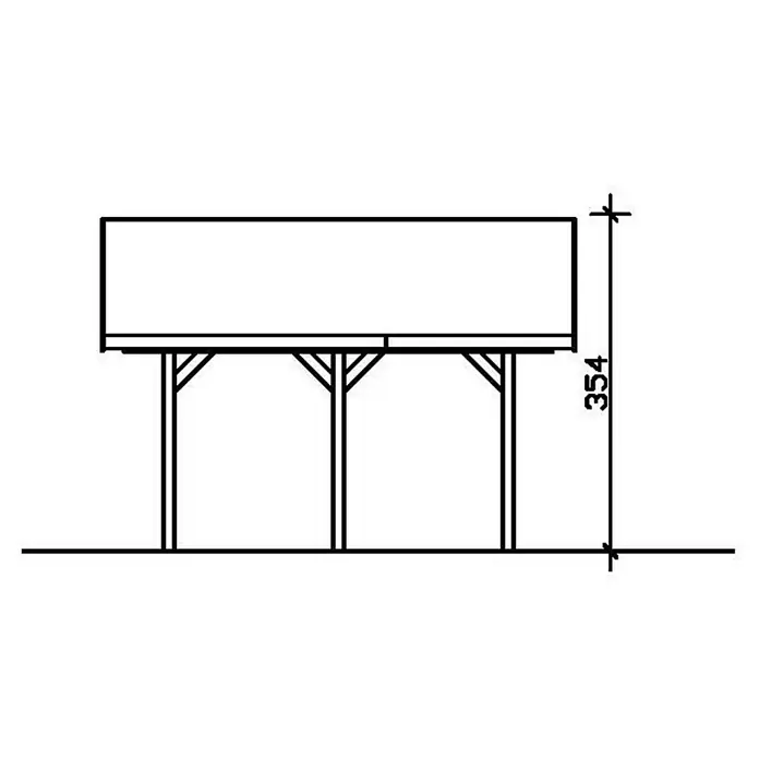 SKAN HOLZ Carport Wallgau - Außenmaß inkl. Dachüberstand (B x T): 6,2 x 5 m, Doppelcarport, Grün - Ansicht eines dreibeinigen Unterstandes mit einer Gesamthöhe von 354 Einheiten.