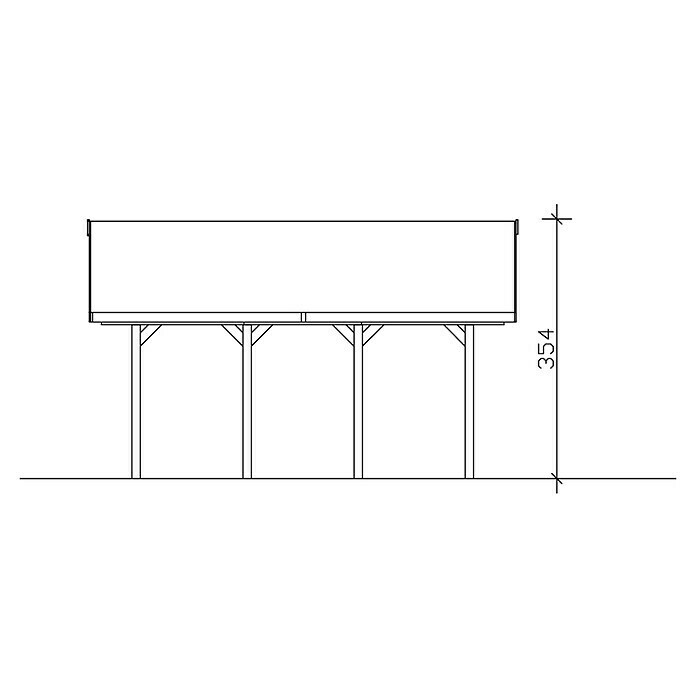 Skan Holz Doppelcarport WallgauL x B: 600 x 620 cm, Einfahrtshöhe: 215 cm, Grün, Dachlatten zur Eindeckung mit Dachziegeln Sketch