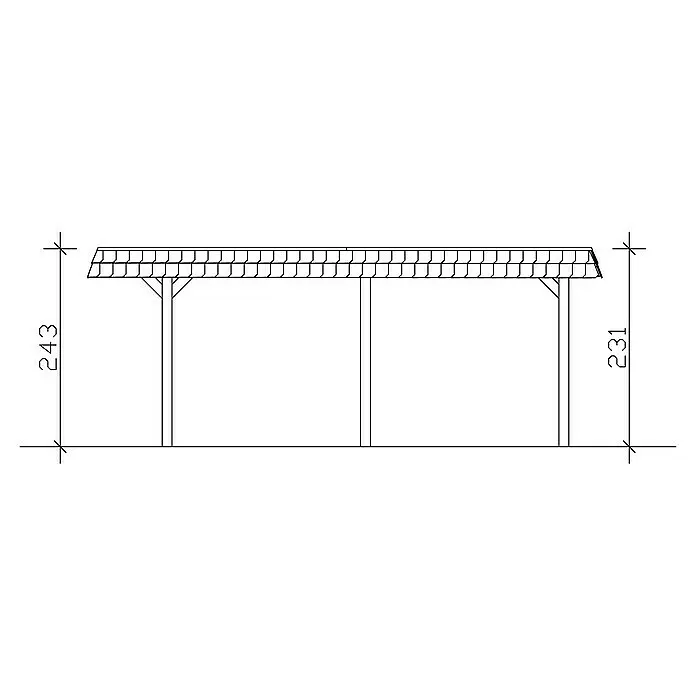 Skan Holz Carport Wendland3,62 x 6,28 m, Einzelcarport, Natur, Farbe Dach: Rot, Dachschalung mit EPDM-Folie