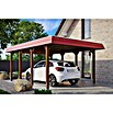 SKAN HOLZ Carport Spreewald (Außenmaß inkl. Dachüberstand (B x T): 3,96 x 5,89 m, Einzelcarport, Nussbaum, Farbe Dach: Rot, Dachschalung mit EPDM-Folie) | BAUHAUS