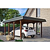 SKAN HOLZ Carport Spreewald (Außenmaß inkl. Dachüberstand (B x T): 3,96 x 5,89 m, Einzelcarport, Nussbaum, Farbe Dach: Aluminium, Dachschalung mit EPDM-Folie) | BAUHAUS