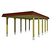 SKAN HOLZ Carport Spreewald (Außenmaß inkl. Dachüberstand (B x T): 3,96 x 7,41 m, Einzelcarport, Grün, Farbe Dach: Rot, Dachschalung mit EPDM-Folie) | BAUHAUS