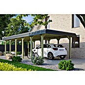 SKAN HOLZ Carport Spreewald (Außenmaß inkl. Dachüberstand (B x T): 3,96 x 8,93 m, Einzelcarport, Grün, Farbe Dach: Aluminium, Aluminium-Dachplatten) | BAUHAUS