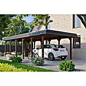 SKAN HOLZ Carport Spreewald (Außenmaß inkl. Dachüberstand (B x T): 3,96 x 8,93 m, Einzelcarport, Nussbaum, Farbe Dach: Schwarz, Dachschalung mit EPDM-Folie) | BAUHAUS