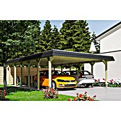 SKAN HOLZ Carport Spreewald (Außenmaß inkl. Dachüberstand (B x T): 5,85 x 8,93 m, Doppelcarport, Grün, Farbe Dach: Aluminium, Dachschalung mit EPDM-Folie) | BAUHAUS