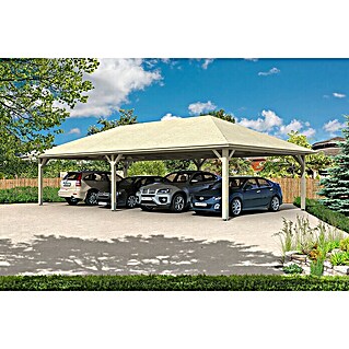 Skan Holz Carport Taunus (Außenmaß inkl. Dachüberstand (B x T): 11,76 x 6,34 m, Einzelcarport, Natur)