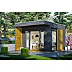 SKAN HOLZ Gartenhaus Tokio 2 (Außenmaß inkl. Dachüberstand (B x T): 340 x 440 cm, Holz, Schiefergrau, 11,56 m², Doppelschalig) | BAUHAUS