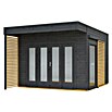 SKAN HOLZ Gartenhaus Tokio 2 (Außenmaß inkl. Dachüberstand (B x T): 340 x 440 cm, Holz, Schiefergrau, 11,56 m², Doppelschalig) | BAUHAUS