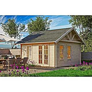 Skan Holz Gartenhaus Toronto 1 (Außenmaß inkl. Dachüberstand (B x T): 500 x 500 cm, Holz, Natur, 17,64 m², 1 Lage Dachschalung)