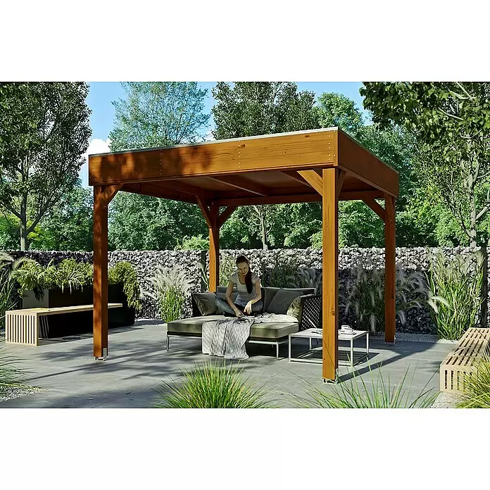 SKAN HOLZ Pavillon Toulouse - B x T: 302 x 302 cm, Holz, Nussbaum - Stimmungsaufnahme