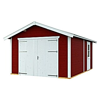 Skan Holz Garage Varberg 1 (Außenmaß inkl. Dachüberstand (B x T): 410 x 585 cm, Schwedenrot)