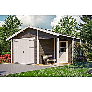SKAN HOLZ Garage Varberg 2 (Außenmaß inkl. Dachüberstand (B x T): 540 x 585 cm, Schiefergrau)
