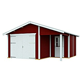 Skan Holz Garage Varberg 2 (Außenmaß inkl. Dachüberstand (B x T): 540 x 585 cm, Schwedenrot)